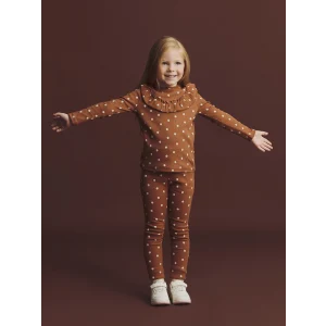 LCW Kids Kahverengi Beli Lastikli Çiçekli Kız Çocuk Tayt