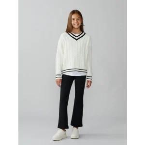 LCW Kids Siyah Beli Lastikli İspanyol Paça Kız Çocuk Tayt