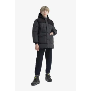 Defacto E9373A8AR15 Antrasit Erkek Çocuk Su Geçirmez Kapüşonlu Polar Astarlı Parka