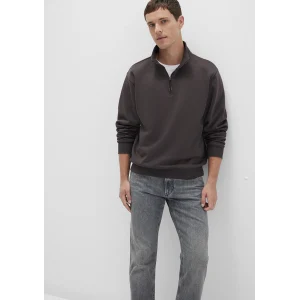 Mavi 0S10278-70219 Yarı Fermuarlı Kahverengi Basic Sweatshirt