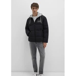 Mavi 0110662-71379 Mavi Logo Baskılı Kapüşonlu Siyah Şişme Mont