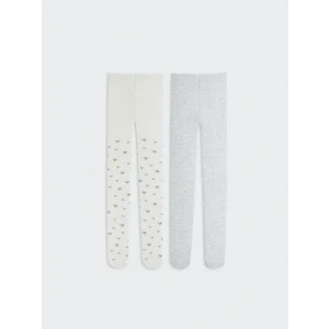 LCW Kids Ekru Desenli Kız Çocuk Külotlu Çorap 2li
