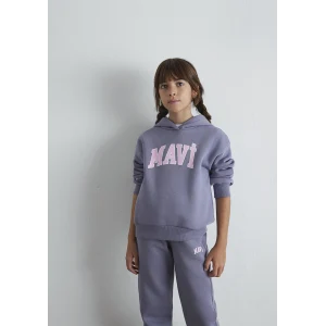 Mavi 7610035-88095 Mavi Logo Baskılı Kapüşonlu Mor Sweatshirt