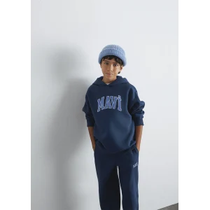 Mavi 6610110-70720 Mavi Logo Baskılı Lacivert Kapüşonlu Sweatshirt