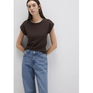 Mavi 1613696-70236 Şerit Detaylı Kahverengi Tişört