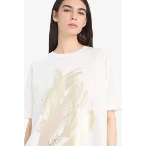 Defacto E5140 Ekru Regular Fit Bisiklet Yaka Baskılı Penye Kısa Kollu Tişört