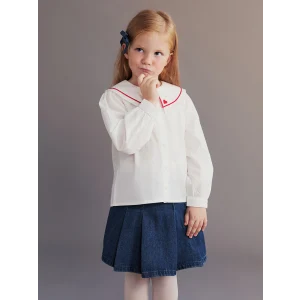 LCW Kids Ekru Kalp Detaylı Kız Çocuk Gömlek