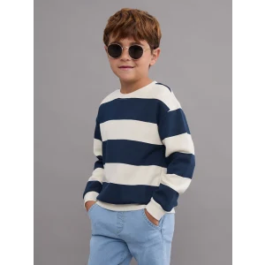 LCW Kids Petrol Bisiklet Yaka Çizgili Erkek Çocuk Sweatshirt