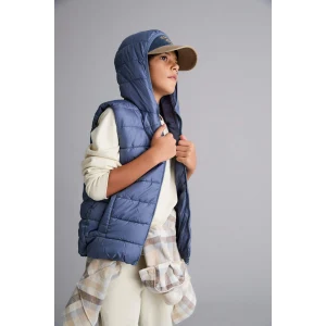 Defacto E7497A8GR171 Gri Erkek Çocuk Su Geçirmez Kapüşonlu Fermuarlı Şişme Yelek