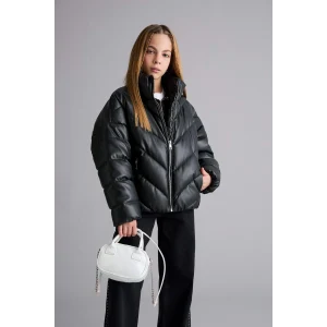 Defacto F0054A8BK27 Siyah Kız Çocuk Dik Yaka Fermuarlı Şişme Mont