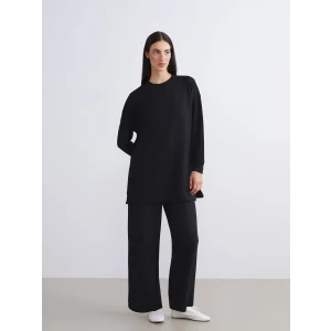 LCW Modest Siyah Büyük Beden Beli Lastikli Geniş Paça Kadın Pantolon