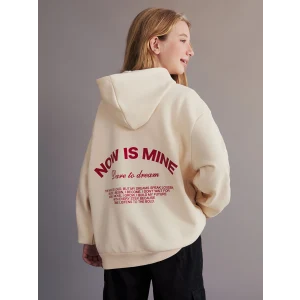 LCW Kids Bej Kapüşonlu Kız Çocuk Kalın Sweatshirt