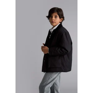 Defacto D5903A8BK27 Siyah Erkek Çocuk Polo Yaka Çıtçıtlı Mont