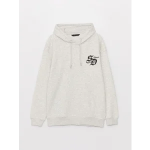 XSIDE Beyaz Uzun Kollu Baskılı Erkek Kalın Hoodie