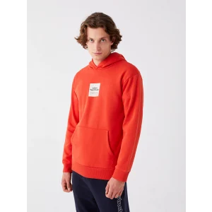 XSIDE Kırmızı Uzun Kollu Baskılı Erkek Kalın Hoodie