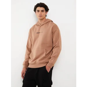 XSIDE Kahverengi Uzun Kollu Baskılı Erkek Kalın Hoodie