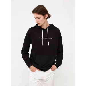 XSIDE Siyah Uzun Kollu Baskılı Erkek Hoodie