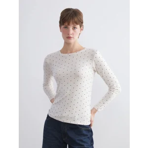 LCWAIKIKI Basic Bej Bisiklet Yaka Puantiyeli Kadın Body