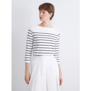 LCWAIKIKI Classic Siyah Bisiklet Yaka Çizgili Kadın Tişört