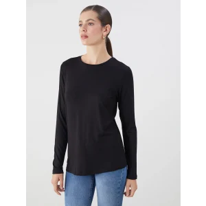 LCWAIKIKI Classic Siyah Bisiklet Yaka Kadın Tişört