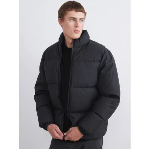 XSIDE Siyah Rahat Kalıp Dik Yaka Erkek Şişme Mont