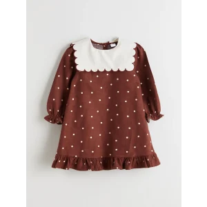 LCW Kids Kırmızı Yaka Detaylı Puantiyeli Kız Çocuk Elbise