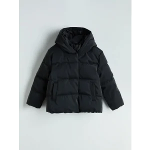 LCW Kids Siyah Kapüşonlu Kız Çocuk Kaban