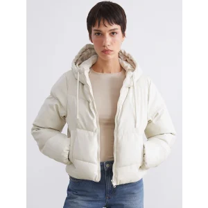 LCW Vision Ekru Kadın Kapüşonlu Düz Şişme Mont