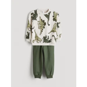 LCW Kids Beyaz Bisiklet Yaka Erkek Çocuk Sweatshirt ve Eşofman Alt