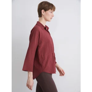 LCWAIKIKI Classic Kırmızı Büyük Beden Dokulu Kadın Gömlek