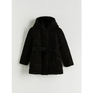 LCW Kids Siyah Kapüşonlu Kız Çocuk Kaban