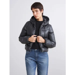 LCW Vision Siyah Kadın Kapüşonlu Düz Şişme Mont