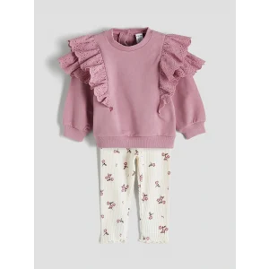 LCW baby Pembe Kız Bebek Sweatshirt ve Tayt 2li
