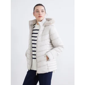 LCWAIKIKI Classic Bej Kapüşonlu Kadın Şişme Mont