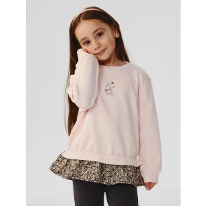 LCW Kids Pembe Çiçek Nakışlı Kız Çocuk Sweatshirt ve Pantolon 2li