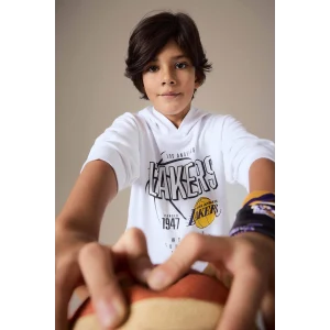 Defacto F4085A8WT34 Beyaz Erkek Çocuk NBA Los Angeles Lakers Kapüşonlu Sweatshirt