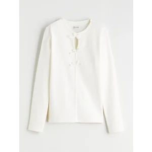 LCW Kids Ekru Bisiklet Yaka Fiyonk Detaylı Kız Çocuk Tişört