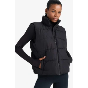 Defacto E9209AXBK81 Siyah Defactofit Su İtici Regular Fit Dik Yaka Fermuarlı Cepli Şişme Yelek