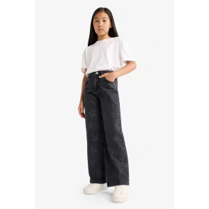 Defacto G3611A8BK27 Siyah Kız Çocuk Wide Leg Geniş Paça Jean Pantolon