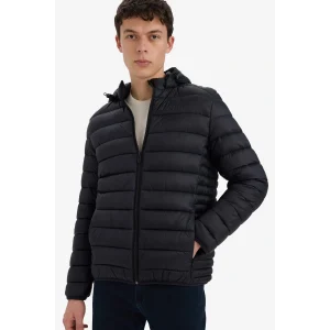 Defacto N4661AZBK27 Siyah Su İtici Slim Fit Dar Kesim İç Cep Detaylı Kapüşonlu Fermuarlı Cepli Şişme Mont