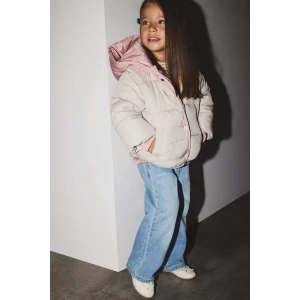 Defacto C5312A5ER120 Ekru Kız Bebek Kapüşonlu Fermuarlı Çok Renkli Çıtçıtlı Fermuarlı Şişme Mont