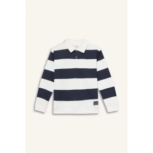 Defacto F5750A8NV135 Lacivert Erkek Çocuk Polo Yaka Çizgili Sweatshirt