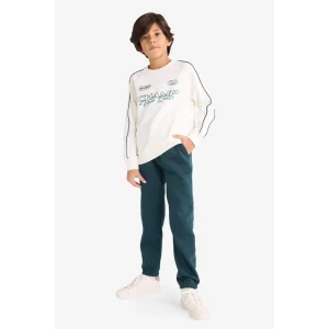 Defacto G3661A8ER77 Ekru Erkek Çocuk 2li Takım Baskılı Sweatshirt Eşofman Altı