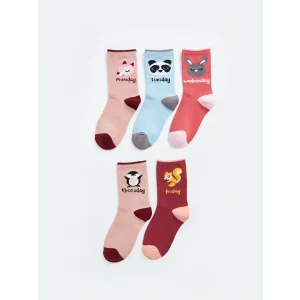 LCW Kids Pembe Desenli Kız Çocuk Soket Çorap 5li