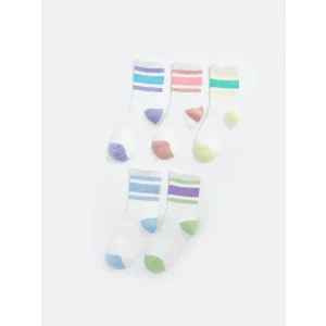 LCW Kids Lila Renk Bloklu Kız Çocuk Soket Çorap 5li