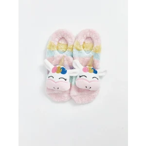 LCW Kids Karışık 3 Boyutlu Aplike Detaylı Kız Çocuk Ev Çorabı