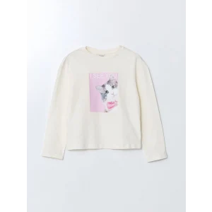 LCW Kids Ekru Bisiklet Yaka Kız Çocuk Tişört