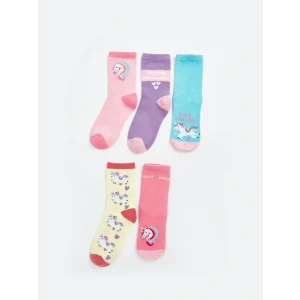 LCW Kids Pembe Desenli Kız Çocuk Soket Çorap 5li