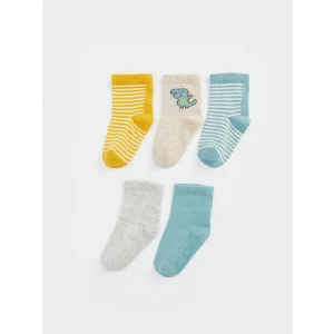 LCW baby Sarı Çizgili Erkek Bebek Soket Çorap 5li