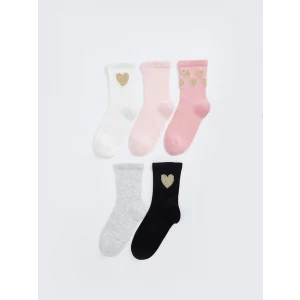 LCW Kids Ekru Desenli Kız Çocuk Soket Çorap 5li